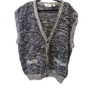 Shades Cardigan Sweater Multicolor Mens Size XL Acrylic Sleeveless Geometric Vtg